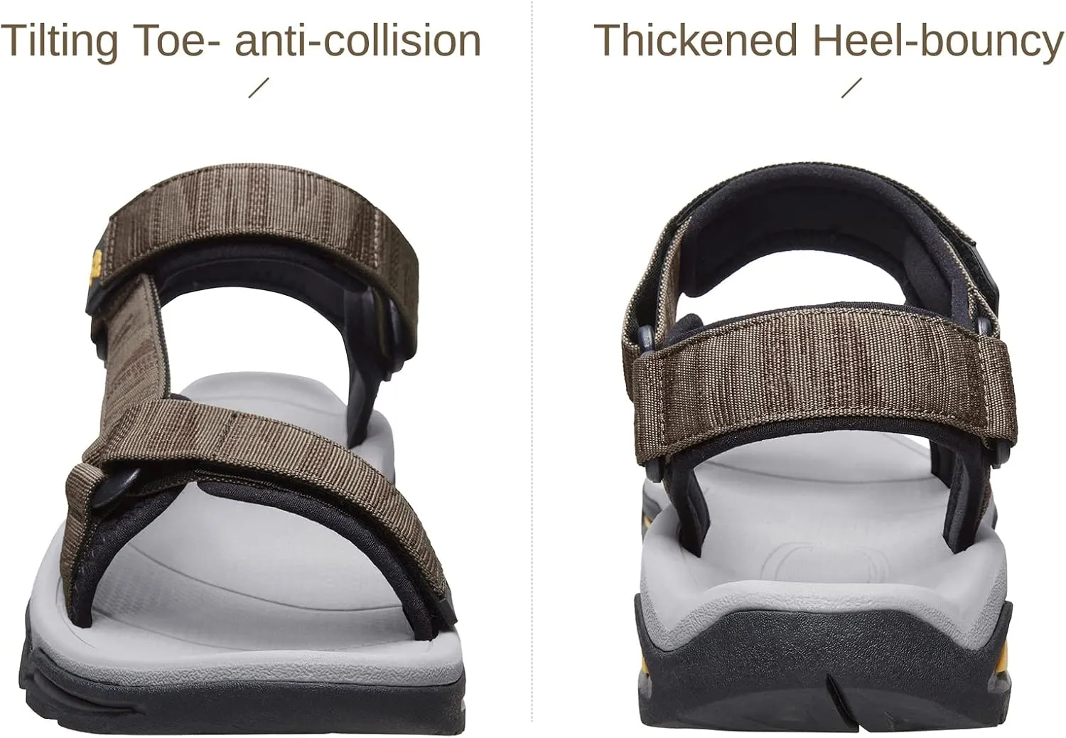 CAMEL CROWN Mens Waterproof Hiking Sandals with Arch Support Open Toe Summer Outdoor Beach Water Comfortable Sport Sandals