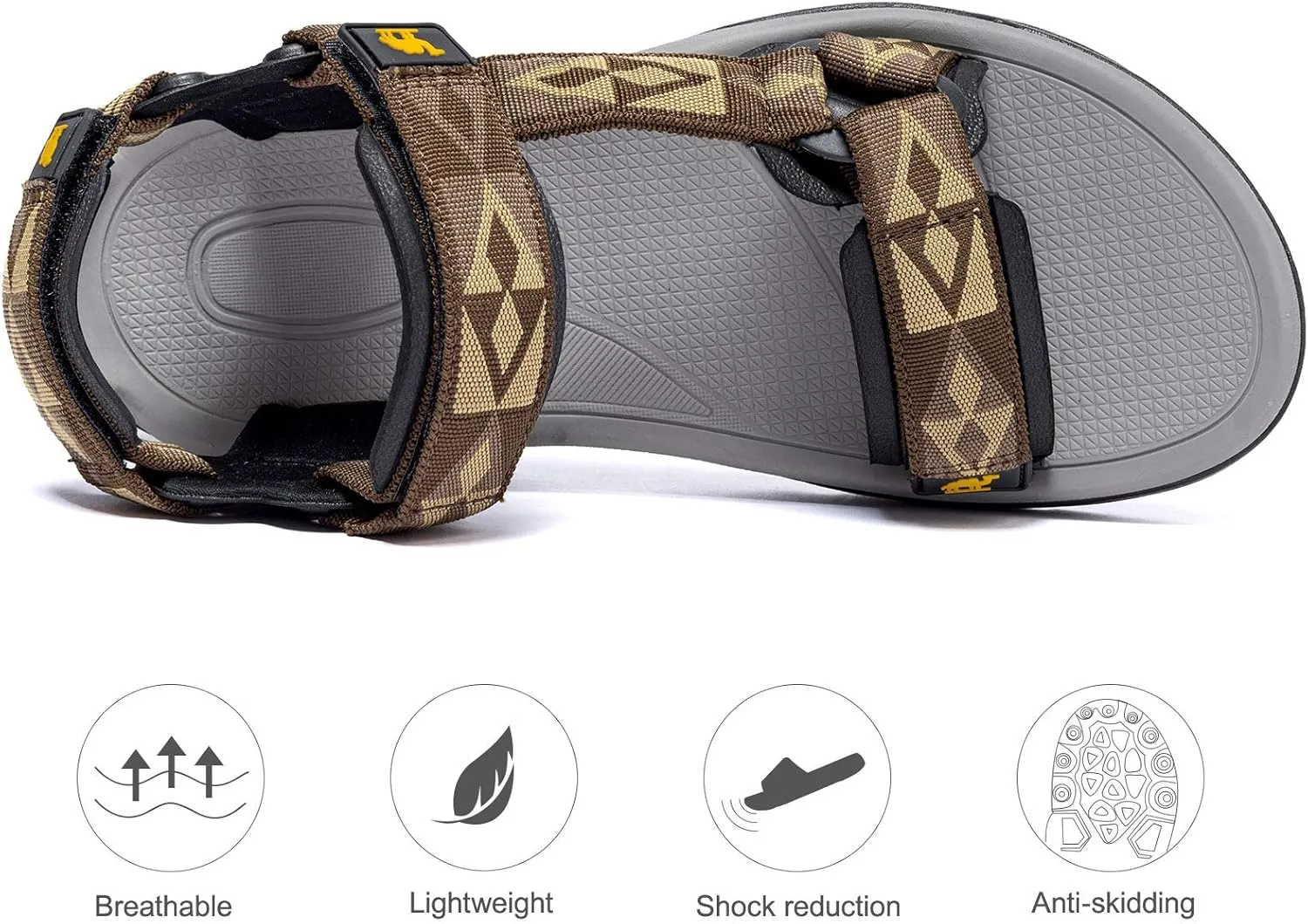 CAMEL CROWN Mens Waterproof Hiking Sandals with Arch Support Open Toe Summer Outdoor Beach Water Comfortable Sport Sandals