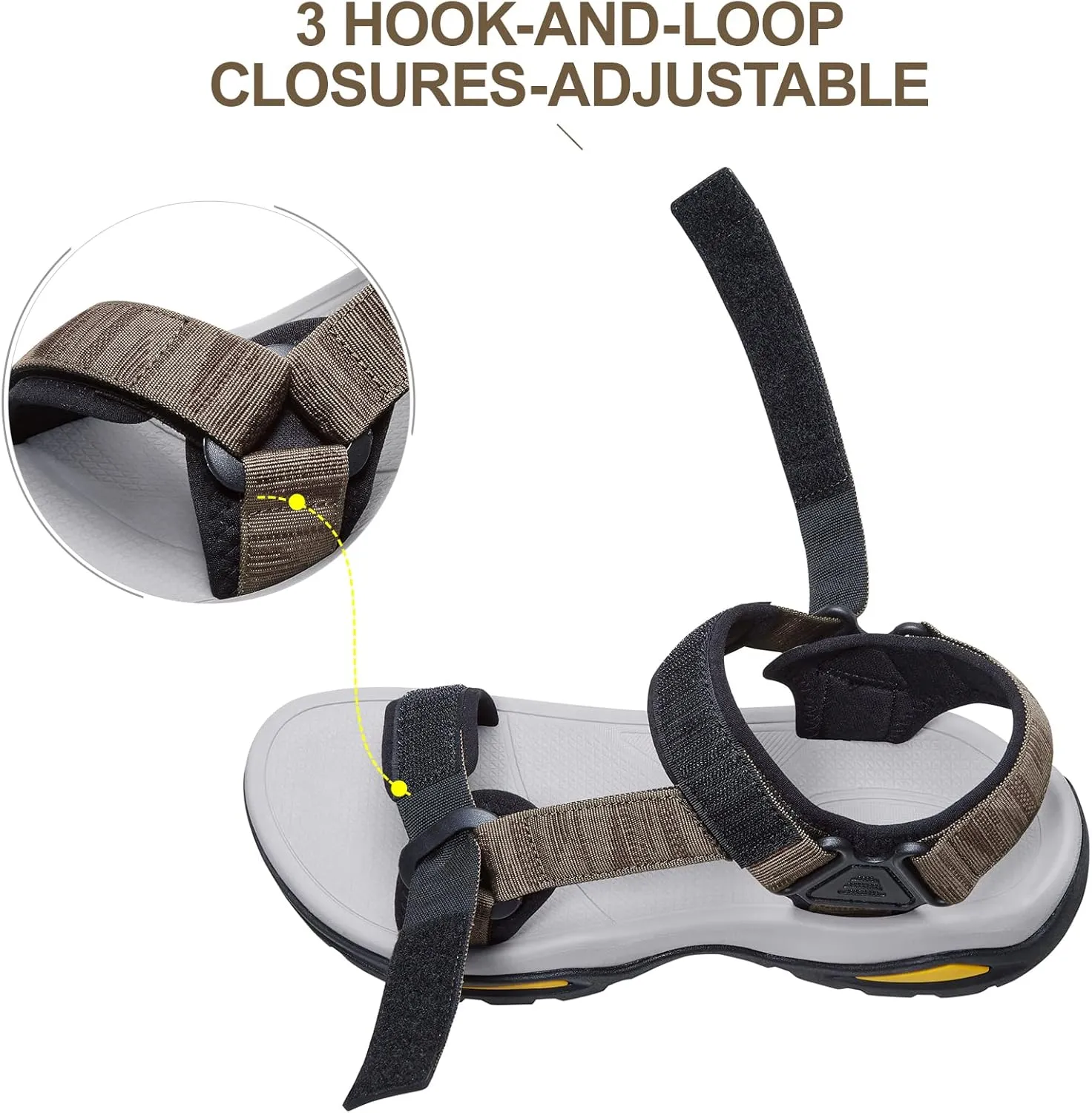CAMEL CROWN Mens Waterproof Hiking Sandals with Arch Support Open Toe Summer Outdoor Beach Water Comfortable Sport Sandals