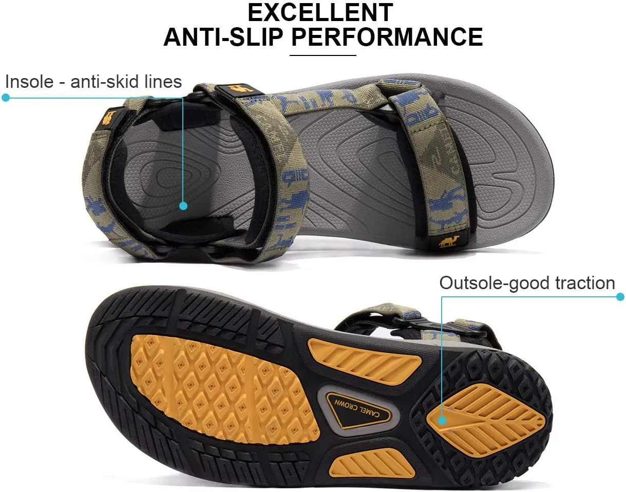 CAMEL CROWN Mens Waterproof Hiking Sandals with Arch Support Open Toe Summer Outdoor Beach Water Comfortable Sport Sandals