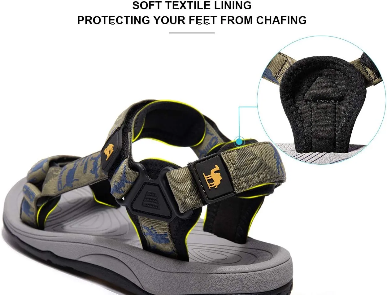 CAMEL CROWN Mens Waterproof Hiking Sandals with Arch Support Open Toe Summer Outdoor Beach Water Comfortable Sport Sandals