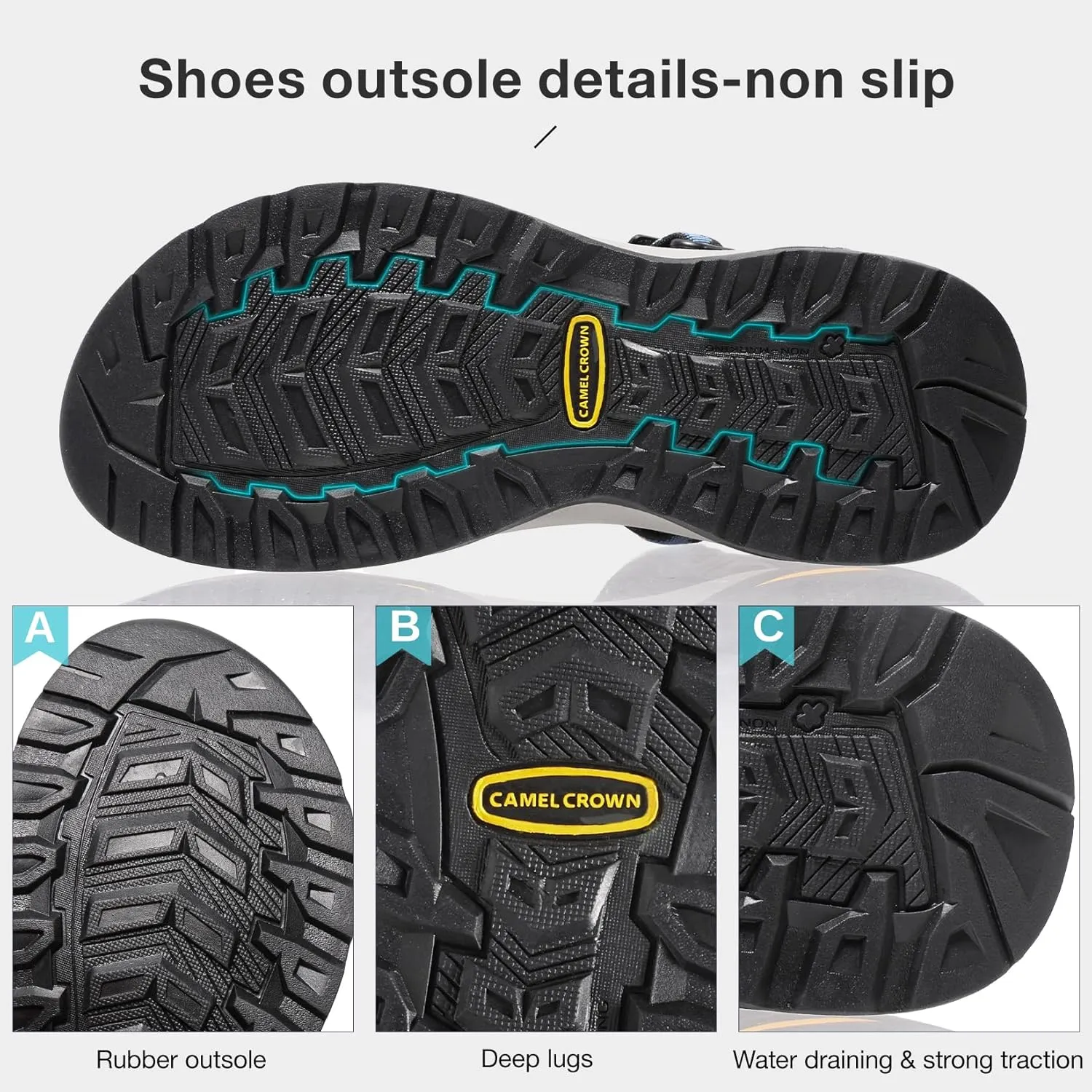 CAMEL CROWN Mens Waterproof Hiking Sandals with Arch Support Open Toe Summer Outdoor Beach Water Comfortable Sport Sandals