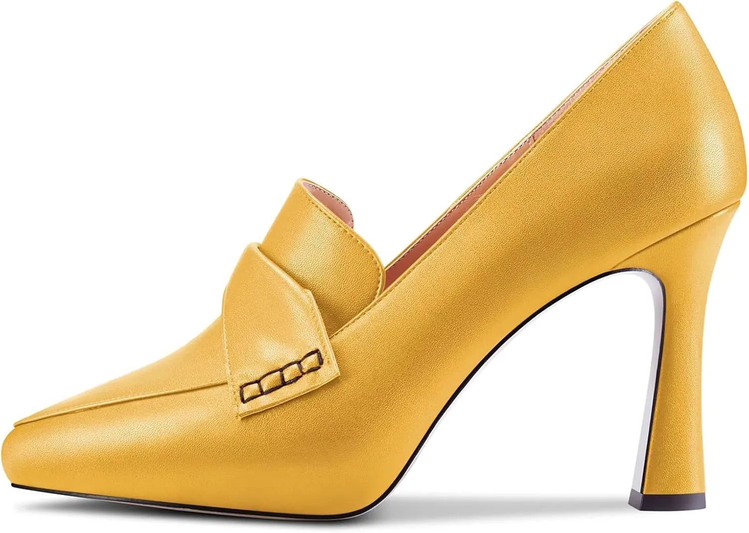 Castamere Women High Stiletto Platform Heel Pointed Toe Loafers Slip-on Pumps Work Business Office Dress 3.9 Inches Heels
