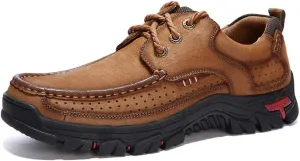 CERYTHRINA Mens Walking Shoes Leather Lightweight Breathable Casual Slip On Lace-up Loafers Business Work Office Dress