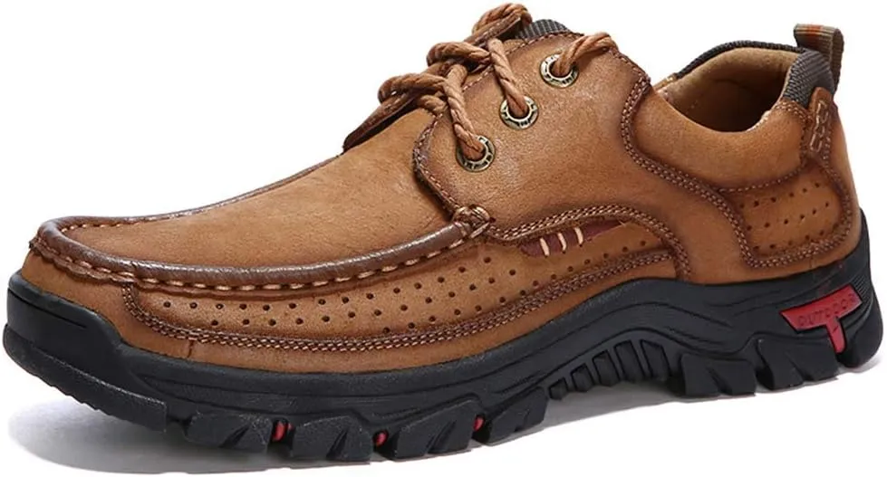 CERYTHRINA Mens Walking Shoes Leather Lightweight Breathable Casual Slip On Lace-up Loafers Business Work Office Dress