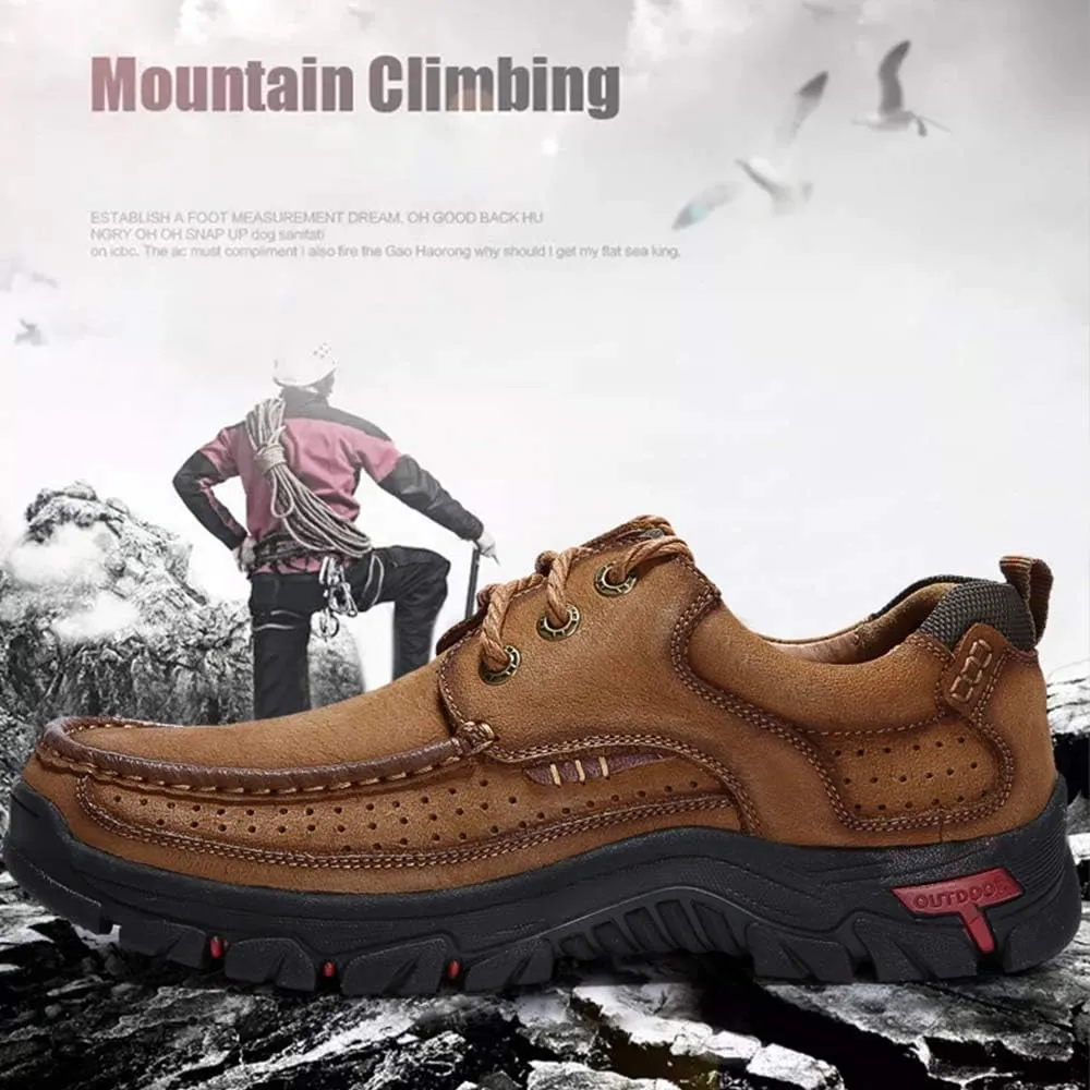 CERYTHRINA Mens Walking Shoes Leather Lightweight Breathable Casual Slip On Lace-up Loafers Business Work Office Dress