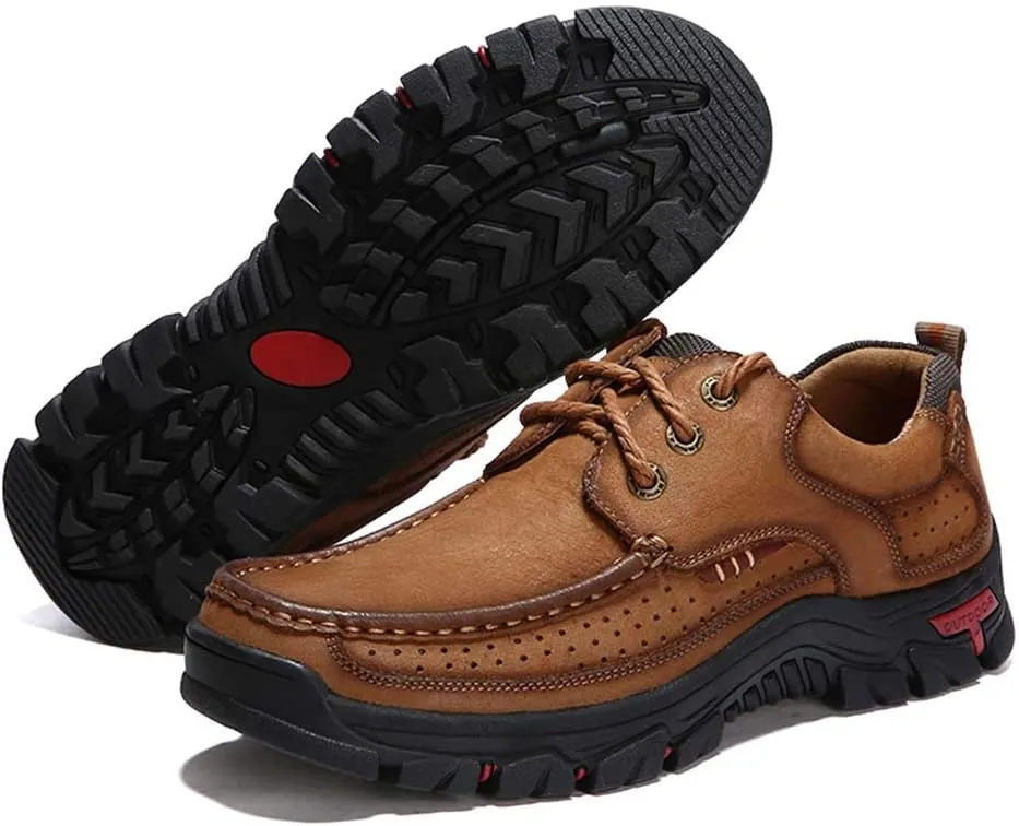 CERYTHRINA Mens Walking Shoes Leather Lightweight Breathable Casual Slip On Lace-up Loafers Business Work Office Dress