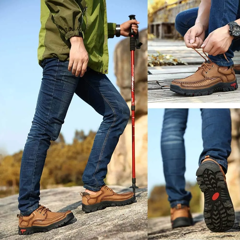 CERYTHRINA Mens Walking Shoes Leather Lightweight Breathable Casual Slip On Lace-up Loafers Business Work Office Dress