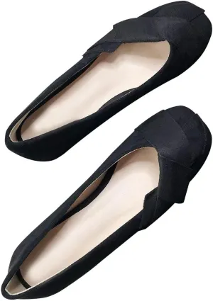 ChaiRong Zhou Elegant Knot Ballet Flats for Women Suede Square Toe Slip on Flats Casual Moccasin Shoes Comfortable Daily Dress Party Office Shoes