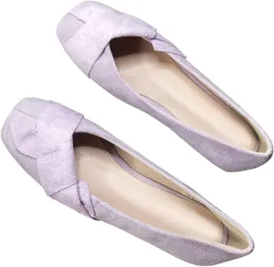 ChaiRong Zhou Elegant Knot Ballet Flats for Women Suede Square Toe Slip on Flats Casual Moccasin Shoes Comfortable Daily Dress Party Office Shoes