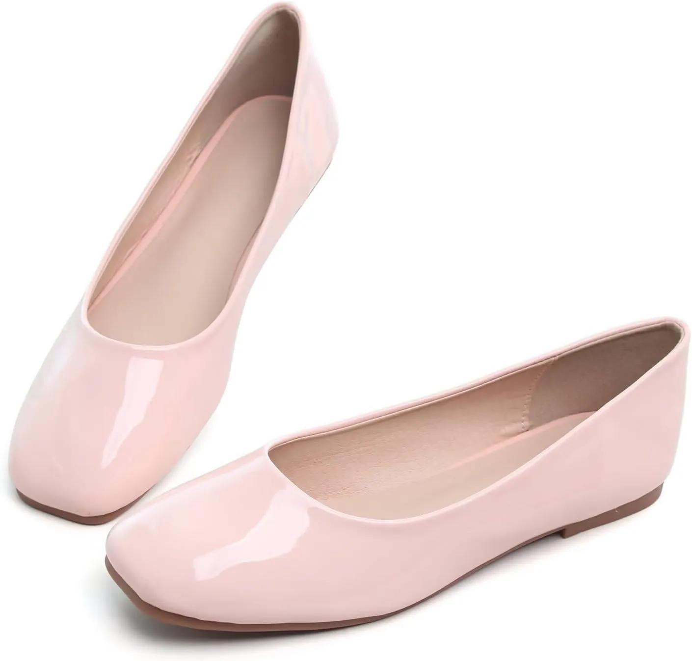ChaiRong Zhou Women Square Toe Ballets Flats Comfort Slip On Walking Shoes for Driving