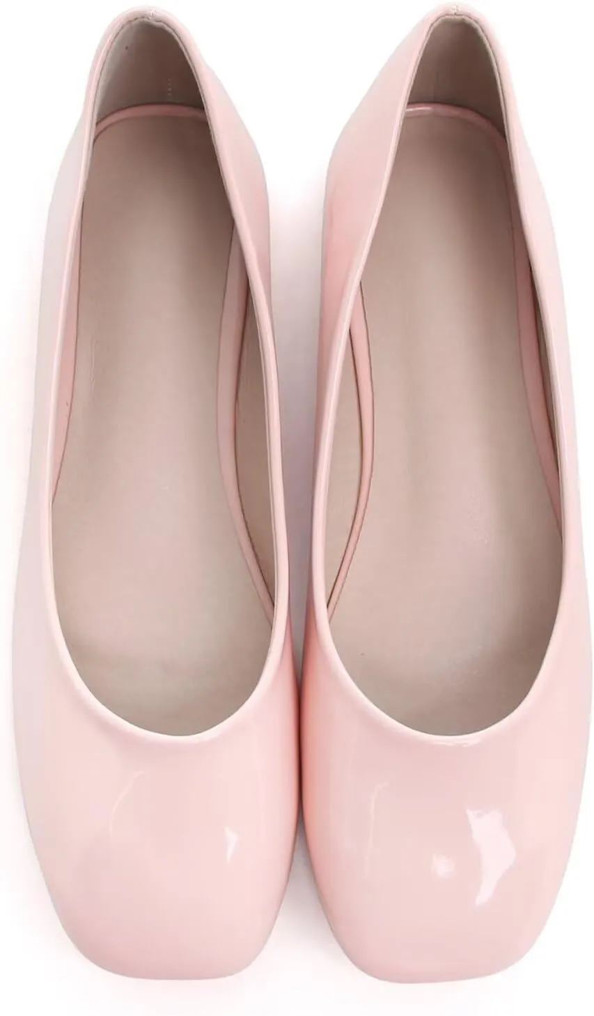 ChaiRong Zhou Women Square Toe Ballets Flats Comfort Slip On Walking Shoes for Driving