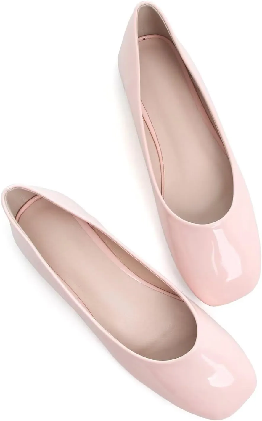 ChaiRong Zhou Women Square Toe Ballets Flats Comfort Slip On Walking Shoes for Driving