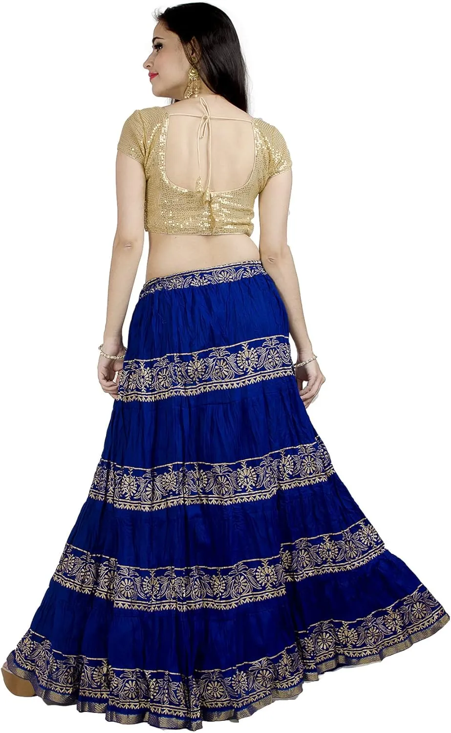 Chandrakala Flowy Long Skirt for Women A Line Casual Beach Party Holiday Maxi Skirts (S113-P)