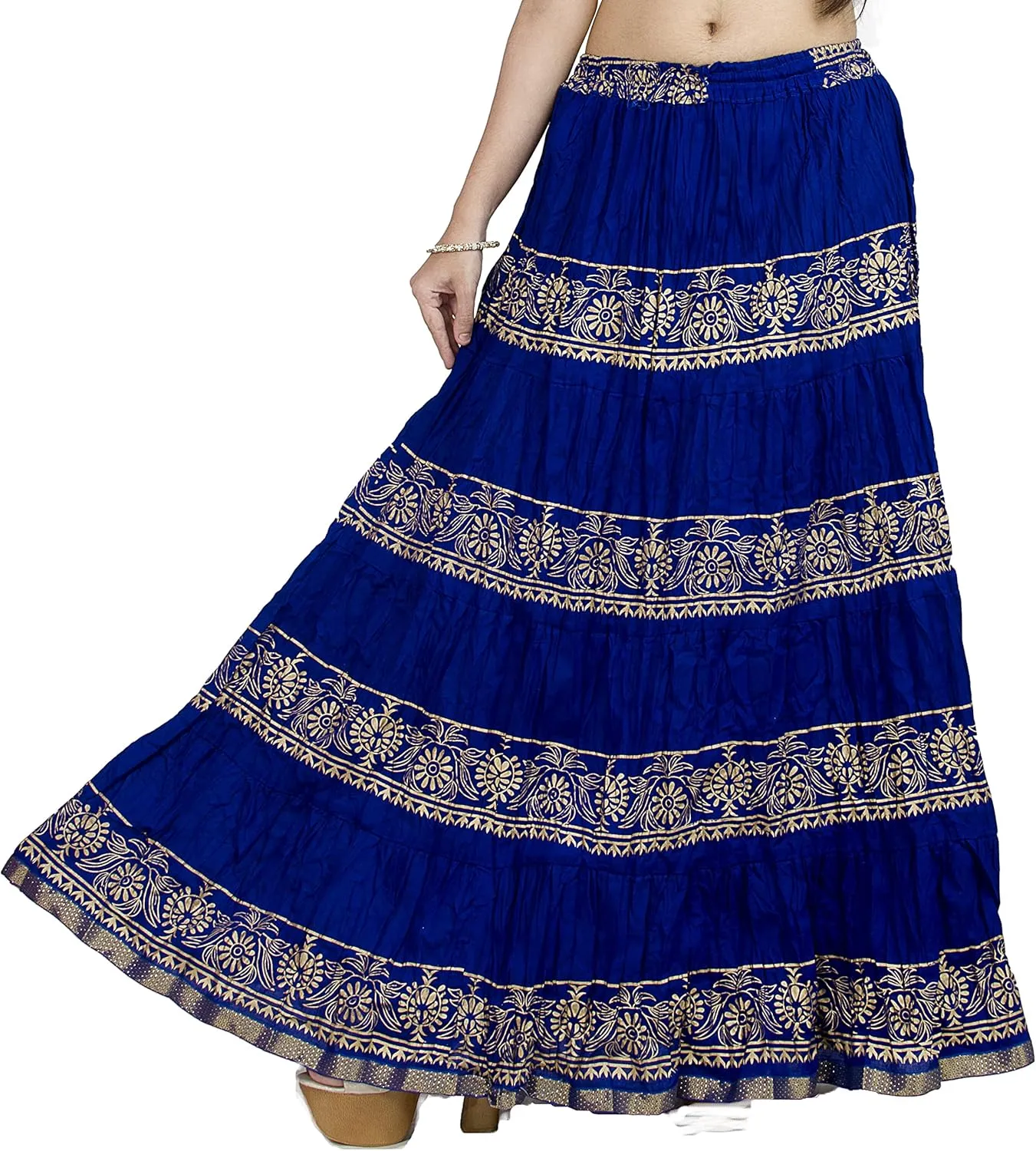Chandrakala Flowy Long Skirt for Women A Line Casual Beach Party Holiday Maxi Skirts (S113-P)