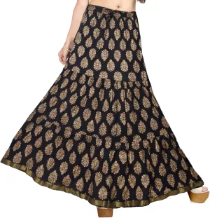 Chandrakala Flowy Long Skirt for Women A Line Casual Beach Party Holiday Maxi Skirts (S113-P)