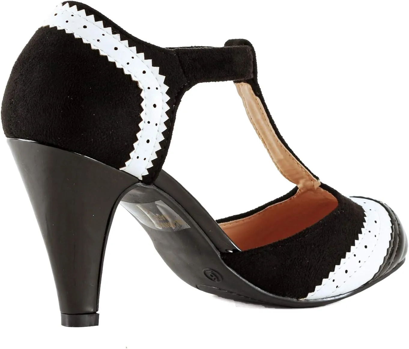 Chase & Chloe New Kimmy-36 Women's Teardrop Cut Out T-Strap Mid Heel Dress Pumps