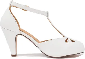 Chase & Chloe Women Mary Jane Oxford Pumps - Cute Low Kitten Heels - Retro Round Toe Shoe with Ankle Strap