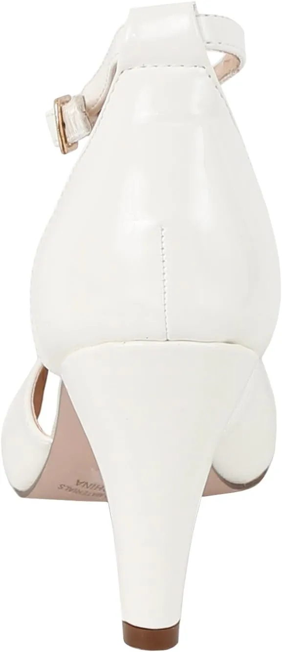 Chase & Chloe Women Mary Jane Oxford Pumps - Cute Low Kitten Heels - Retro Round Toe Shoe with Ankle Strap
