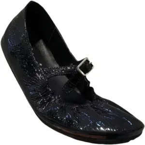 Chic Mary Jane Flats for Women with Metal Buckle Soft-Soled and Soft-surfaced Genuine Patent Leather Ballet Shoes Lightweight Casual Wear