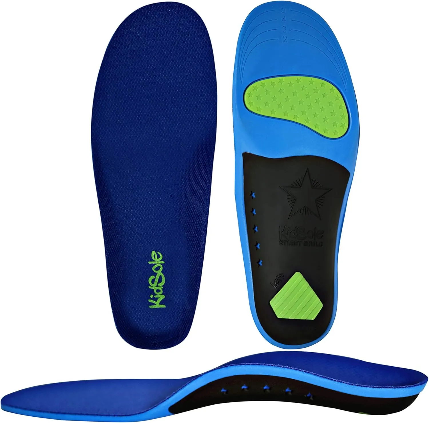 Children's Memory Foam Starry Shield Arch Support Insole for Comfort, Cushion & Arch Support by KidSole ((24 CM) Kids Size 2-6)