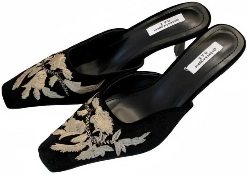 Chinese Slippers for Women Embroidered Mules Kitten Heels Slip on - Retro Trendy Soft Cute Casual Comfortable Walking Beach Travel Lightweight Running Standing All Day Business Office Birthday Gifts