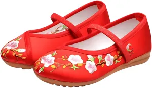 Chinese Traditional Embroidered Shoes Girls with Hanfu Ancient Costume Daily Performance Embroidered Canvas Shoes