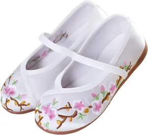 Chinese Traditional Embroidered Shoes Girls with Hanfu Ancient Costume Daily Performance Embroidered Canvas Shoes