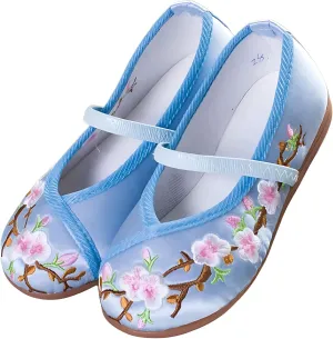 Chinese Traditional Embroidered Shoes Girls with Hanfu Ancient Costume Daily Performance Embroidered Canvas Shoes