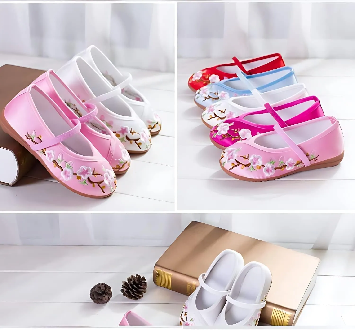 Chinese Traditional Embroidered Shoes Girls with Hanfu Ancient Costume Daily Performance Embroidered Canvas Shoes