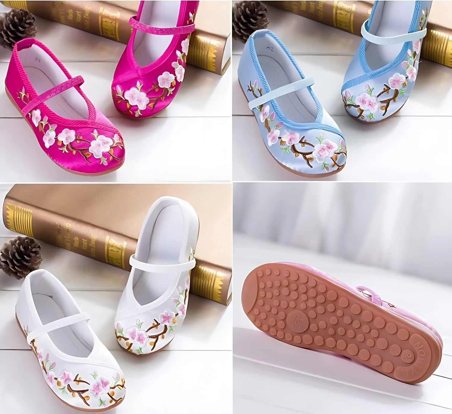 Chinese Traditional Embroidered Shoes Girls with Hanfu Ancient Costume Daily Performance Embroidered Canvas Shoes