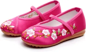 Chinese Traditional Embroidered Shoes Girls with Hanfu Ancient Costume Daily Performance Embroidered Canvas Shoes