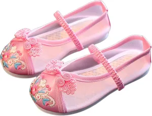 Chinese Traditional Girl Embroidery Shoes Hanfu Ancient Costume Daily Performance with Embroidery Shoes
