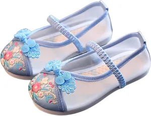 Chinese Traditional Girl Embroidery Shoes Hanfu Ancient Costume Daily Performance with Embroidery Shoes