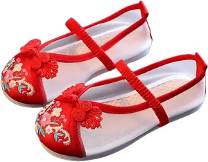 Chinese Traditional Girl Embroidery Shoes Hanfu Ancient Costume Daily Performance with Embroidery Shoes