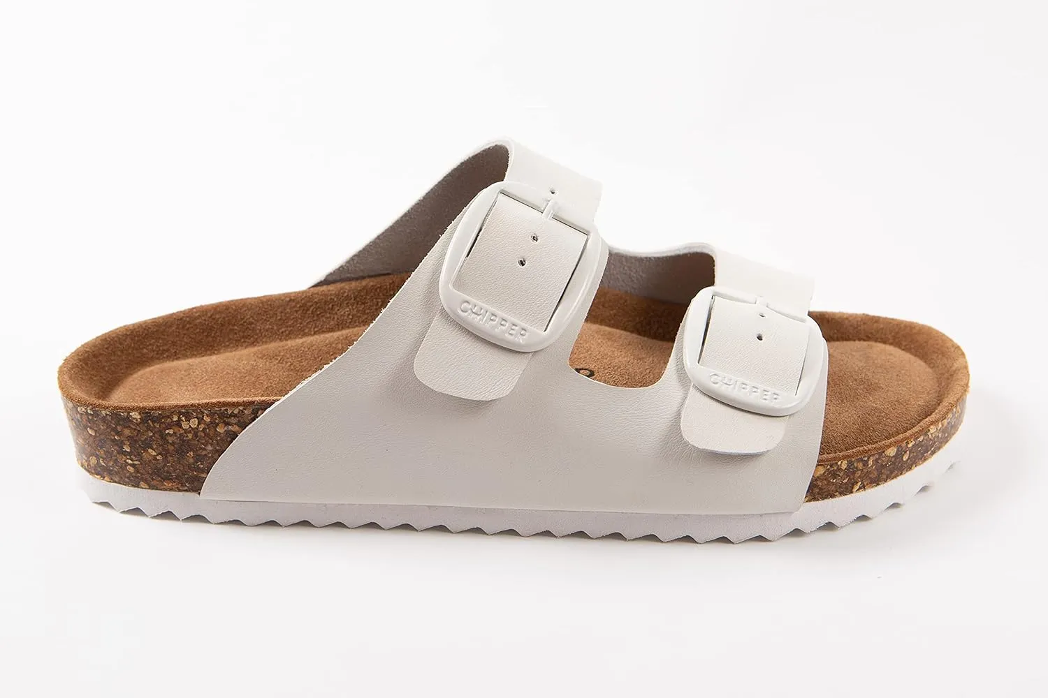 Chipper Soles Soft Durable Leather Flat Sandals Women for Indoor and Outdoor - Ribbed Rubber Walking Slippers Sandles with Two Adjustable Straps - Non-Slip Outsole Scooter Sandals