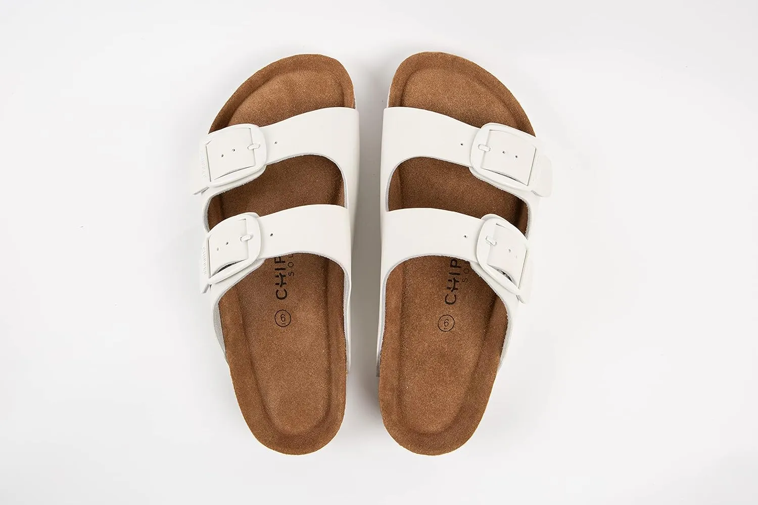Chipper Soles Soft Durable Leather Flat Sandals Women for Indoor and Outdoor - Ribbed Rubber Walking Slippers Sandles with Two Adjustable Straps - Non-Slip Outsole Scooter Sandals