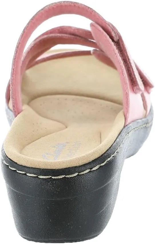 Clarks Womens Merliah Karli Metallic Leather Slide Sandals