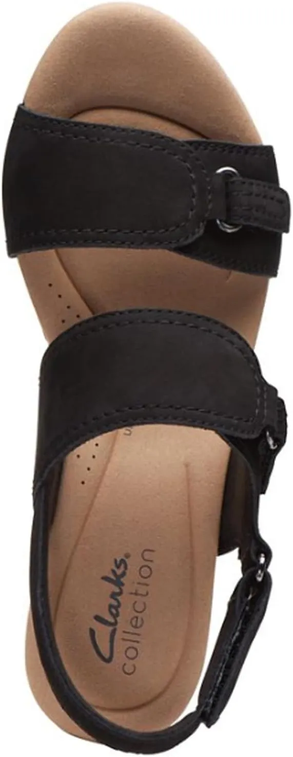 Clarks Womens Rose Lane Nubuck Open Toe Wedge Sandals