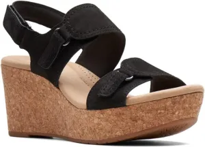 Clarks Womens Rose Lane Nubuck Open Toe Wedge Sandals