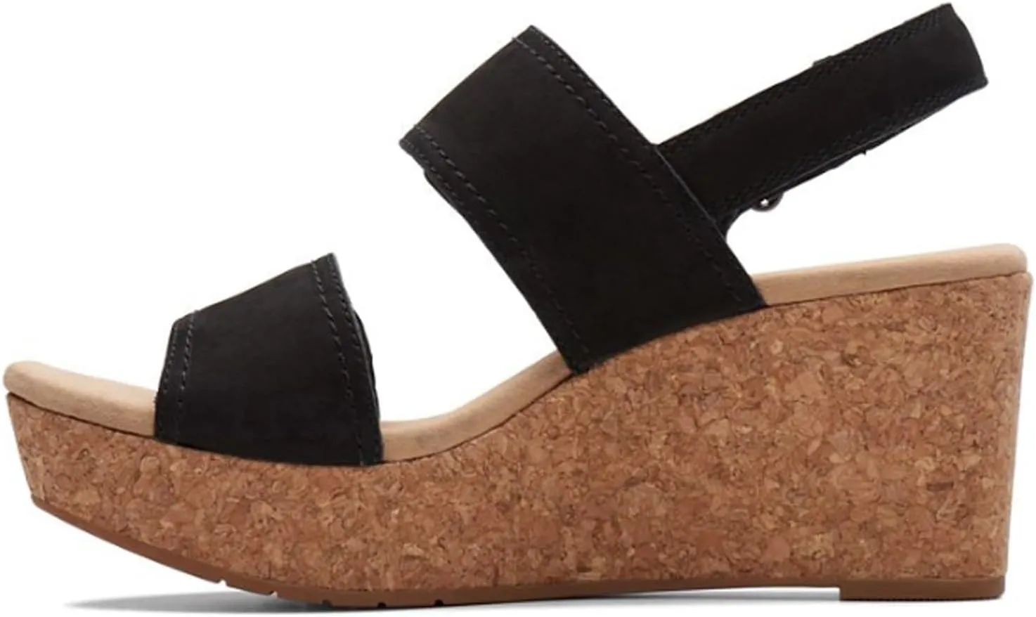 Clarks Womens Rose Lane Nubuck Open Toe Wedge Sandals