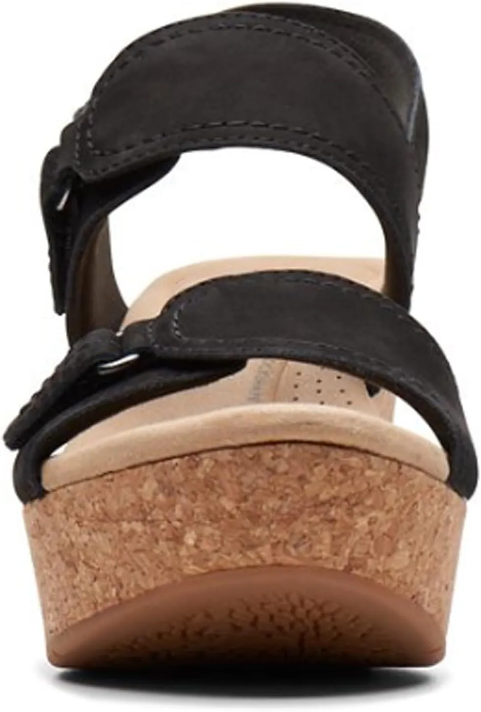 Clarks Womens Rose Lane Nubuck Open Toe Wedge Sandals