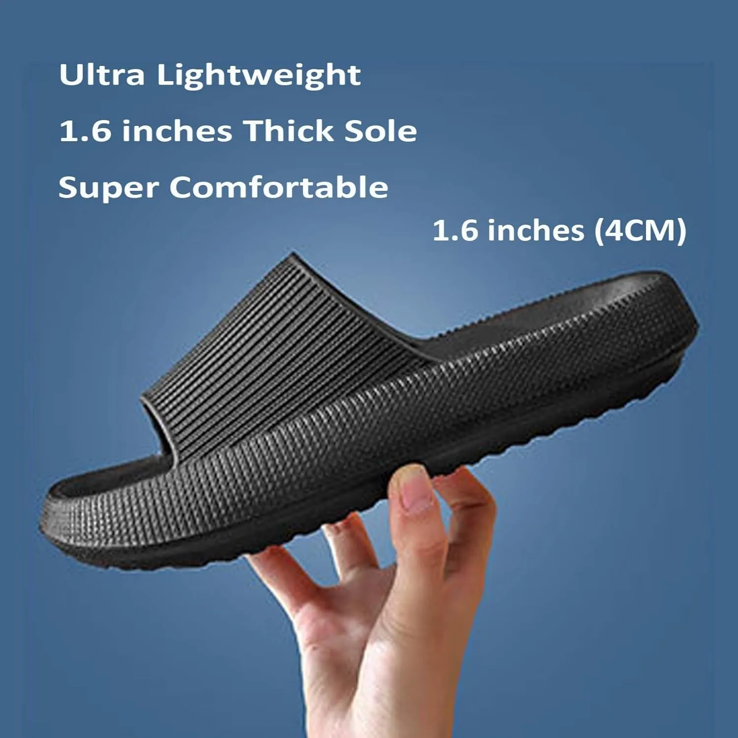 Cloud Slippers for Women and Men,Support and Cushioned Thick Sole Pillow Slippers Ultra Soft EVA Anti-slip shock absorption Flat Shower Sandals