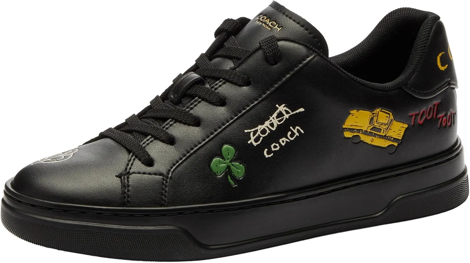 Coach Women's High Line Sneaker with Sketch Print, Charcoal/Black, 11