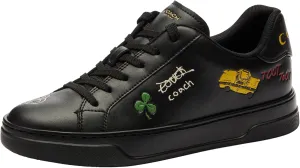 Coach Women's High Line Sneaker with Sketch Print, Charcoal/Black, 11
