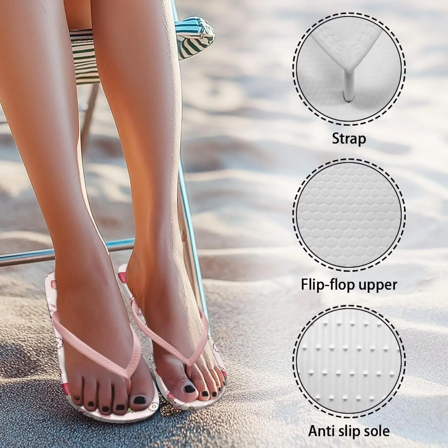 Coloranimal Flip Flops for Women Summer Sandals Non Slip Thong Sandals Women's Flip Flops Lightweight Cushioning Shock-Absorbing for Walking All-Day