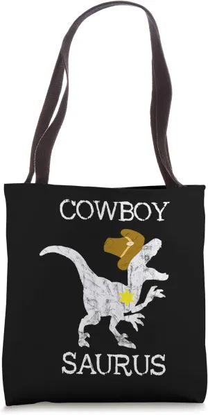 Cowboy Saurus Wild West Sheriff Rancher T-Rex Dinosaur Tote Bag
