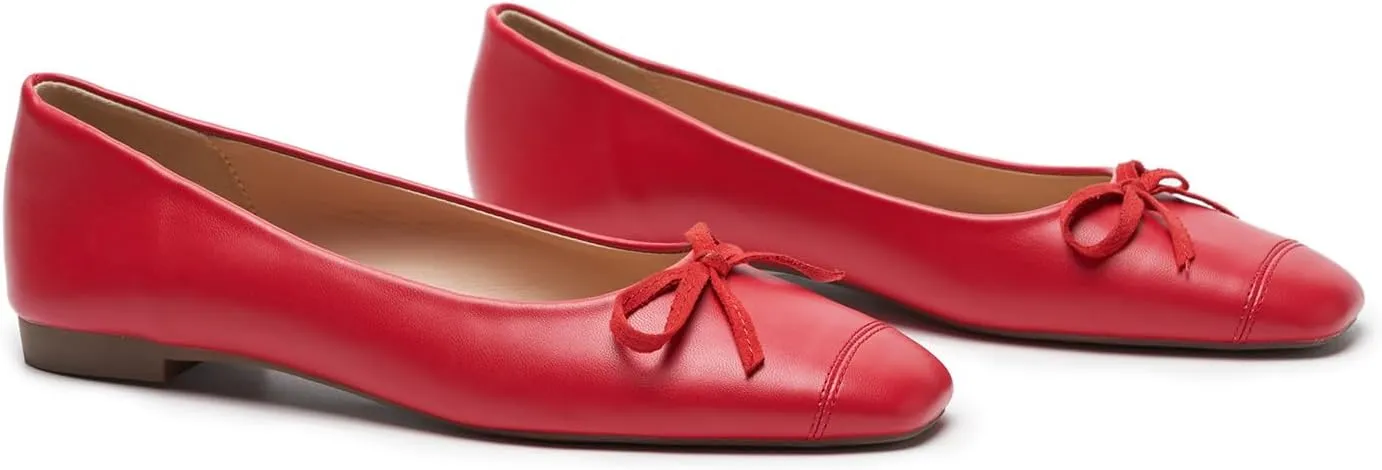 C.Paravano Women's Ballet Flats, Comfortable Slip On Round Toe Flat Shoes, Casual Walking Shoes for Women, Slip-On Bow Dressy Flats for Work Office & Wedding Party