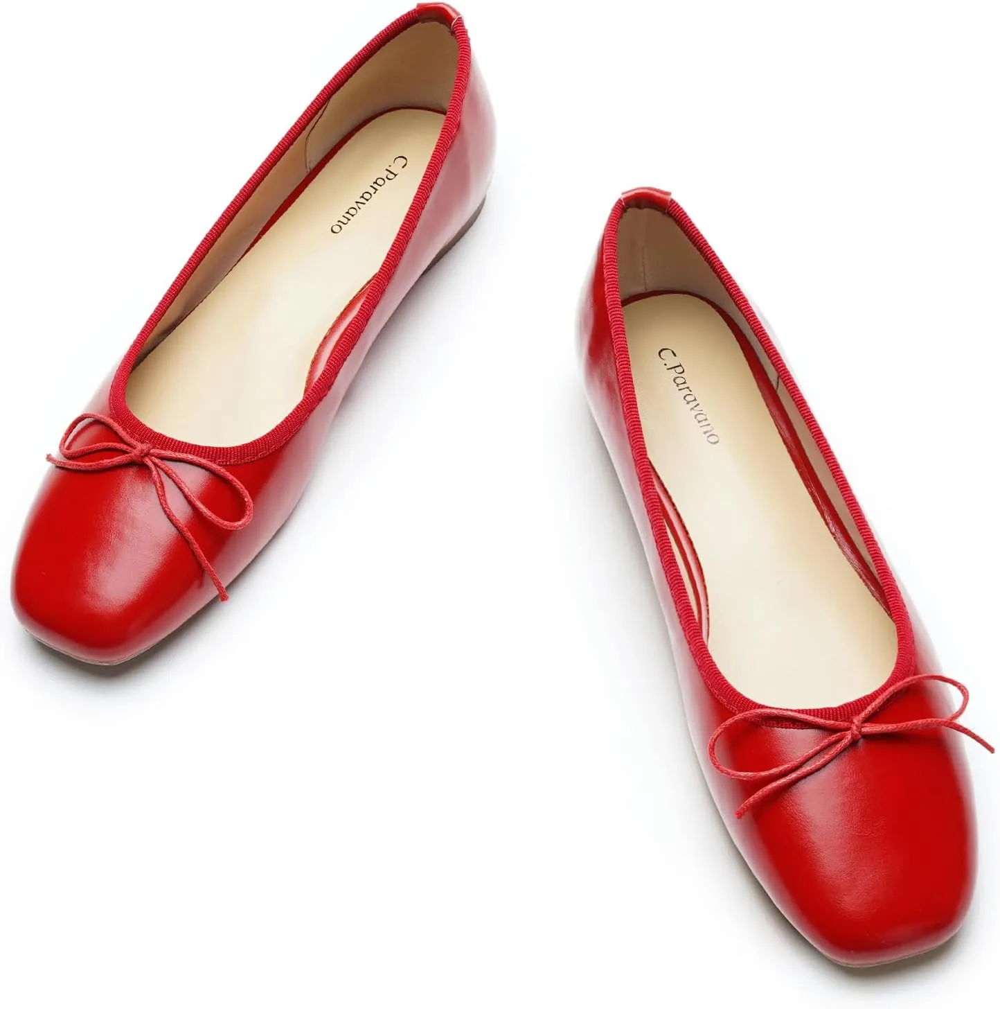 C.Paravano Women's Ballet Flats, Comfortable Slip On Round Toe Flat Shoes, Casual Walking Shoes for Women, Slip-On Bow Dressy Flats for Work Office & Wedding Party
