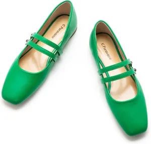 C.Paravano Women's Mary Jane Flats | Closed Toe Mary Jane Shoes for Women | Slip On Mary Janes Ballet Flats | Dress Strap Shoes for Casual Work Office & Wedding Business